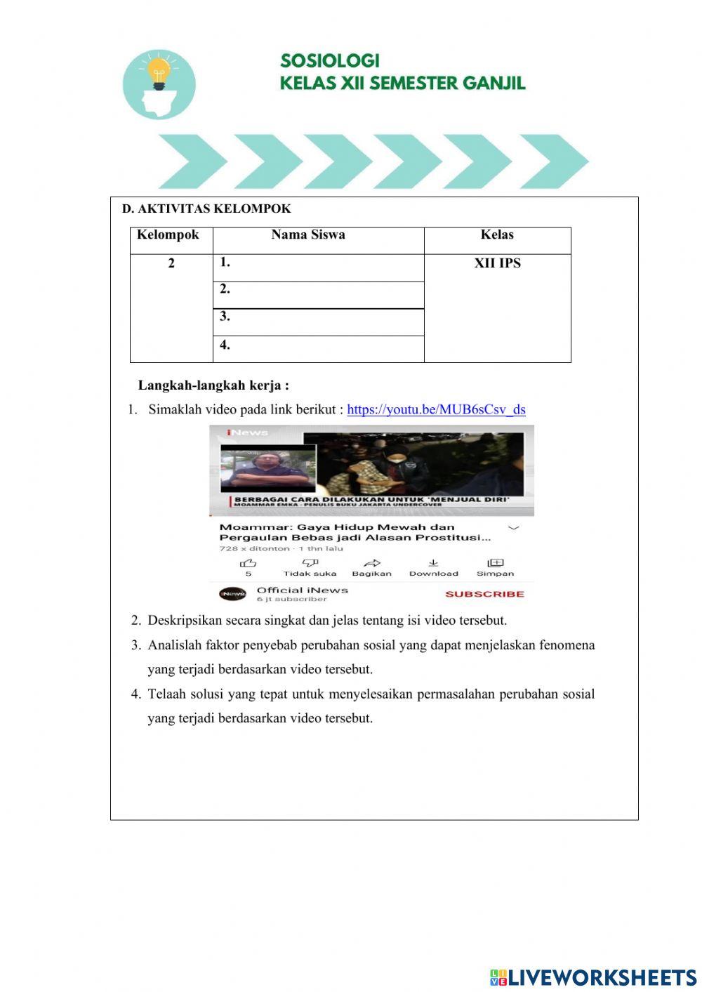 LKPD 3.1 Faktor Penyebab Perubahan Sosial