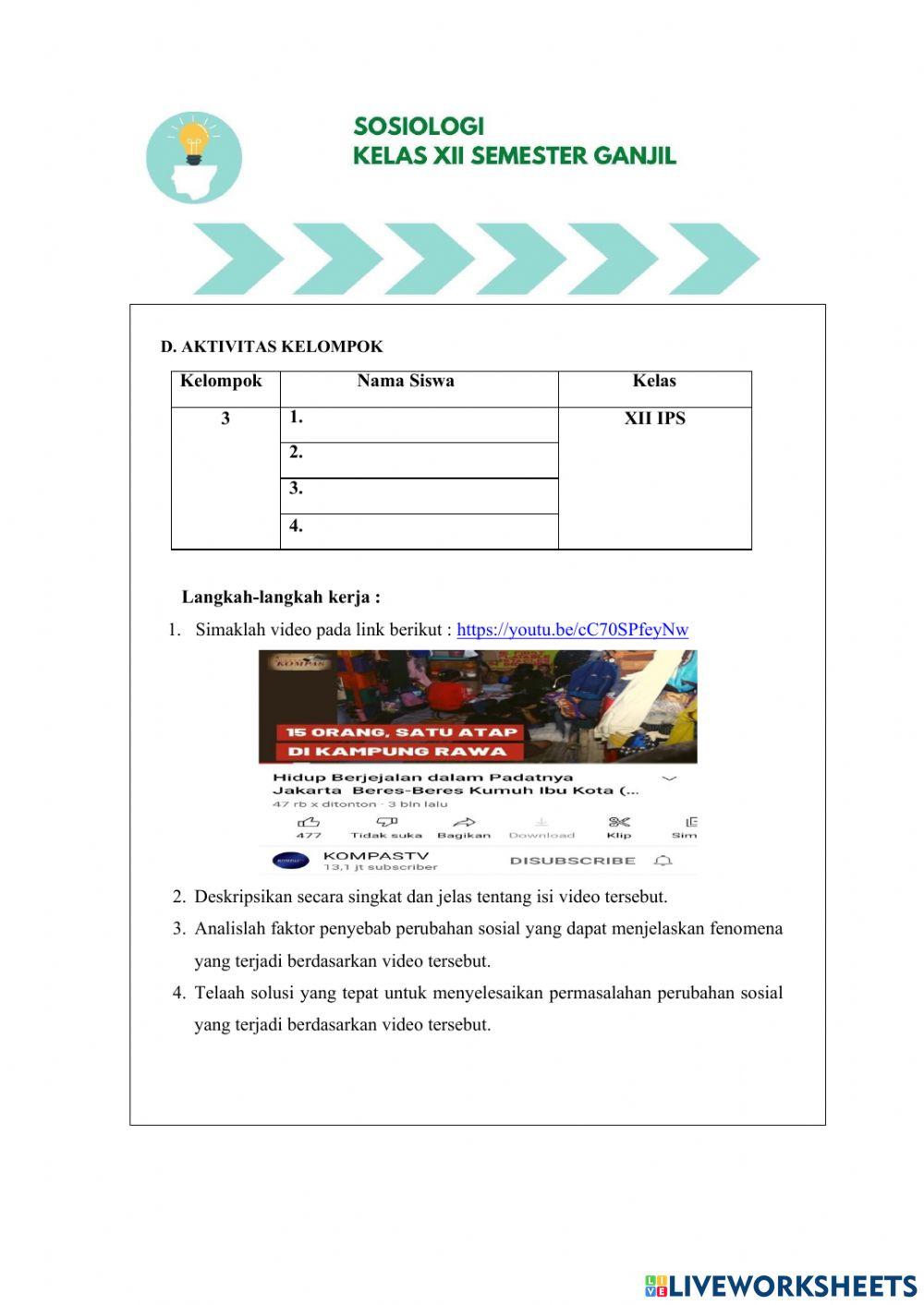 LKPD 3.1 Faktor Penyebab Perubahan Sosial