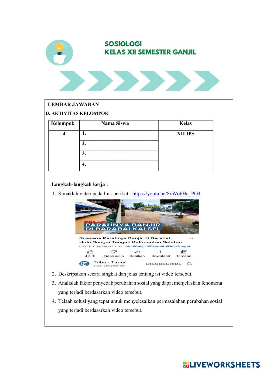 LKPD 3.1 Faktor Penyebab Perubahan Sosial