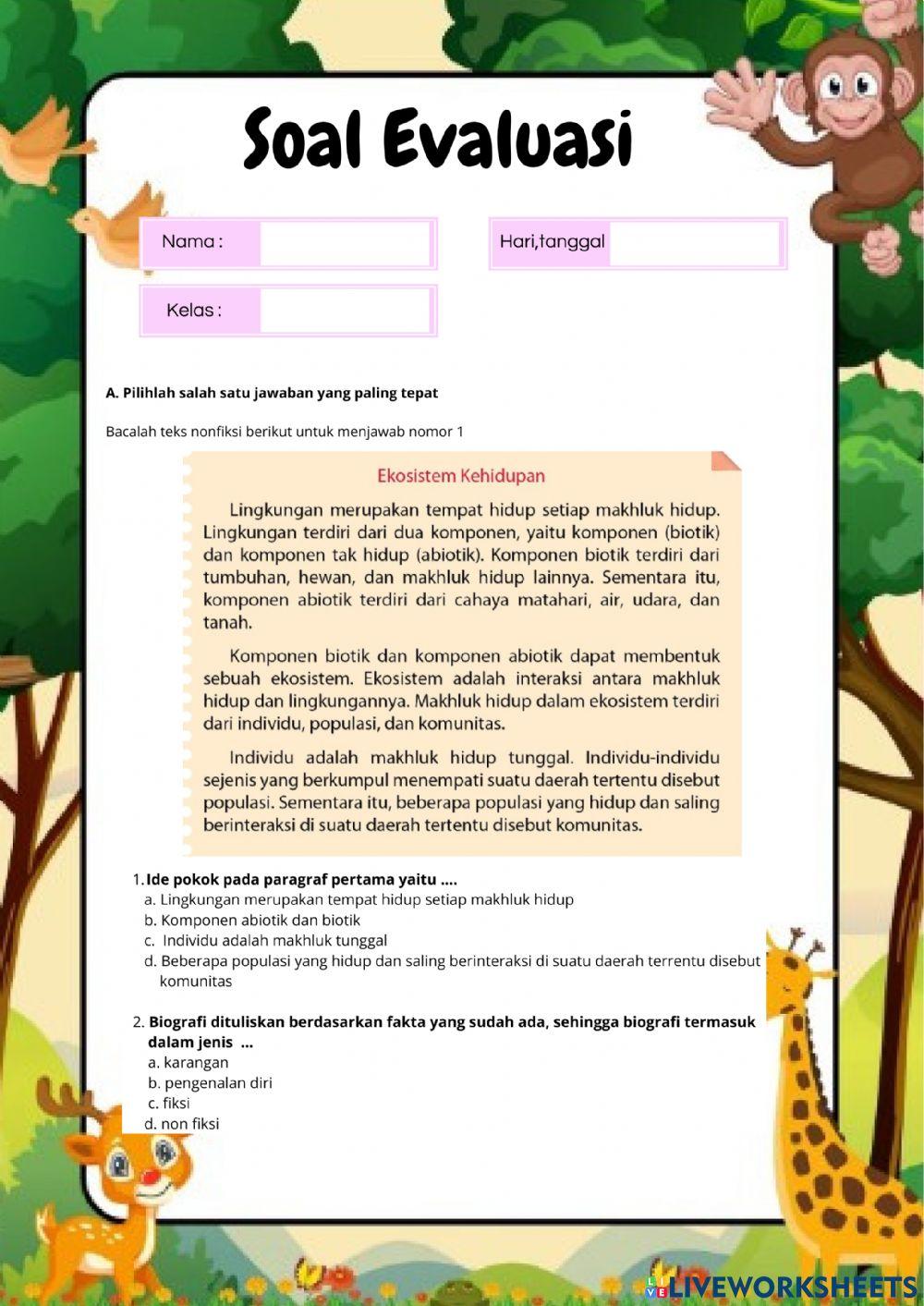 Soal Evaluasi Kelas 5, Tema 5 Subtema 2