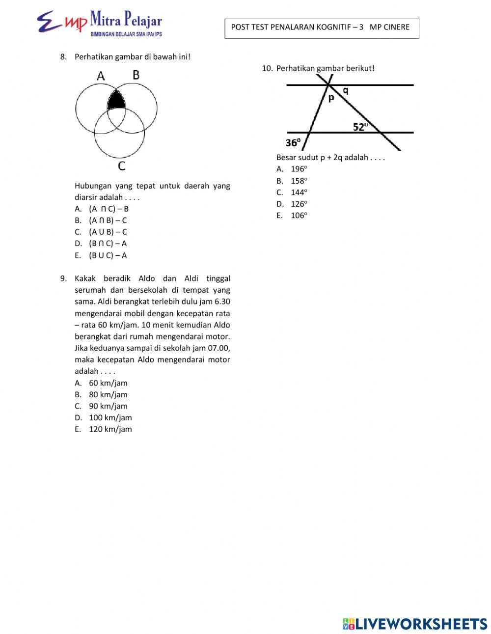 Post test kognitif 3
