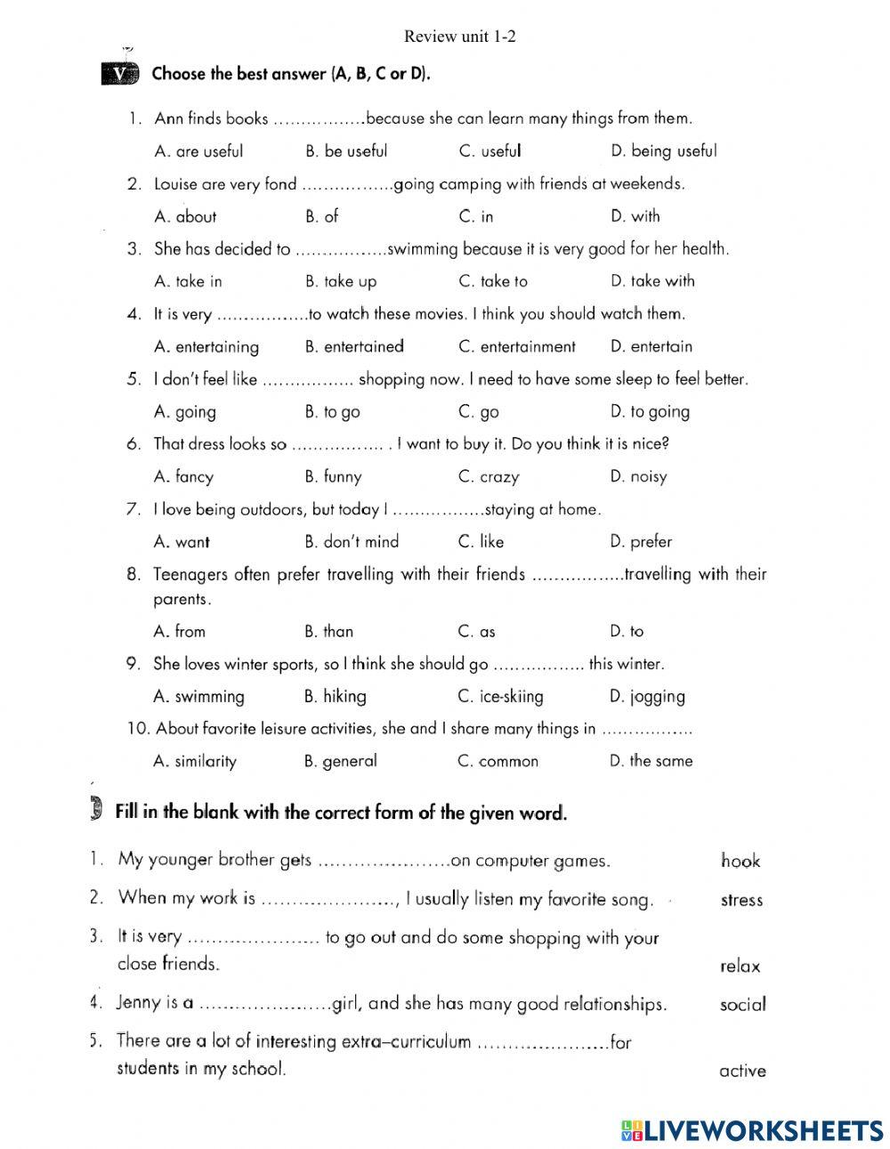 Lop 8- review unit 1