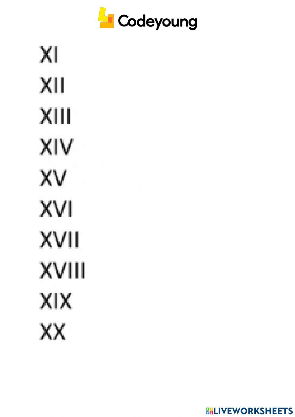 LO2 Write Roman Numerals up to 39-concept CW