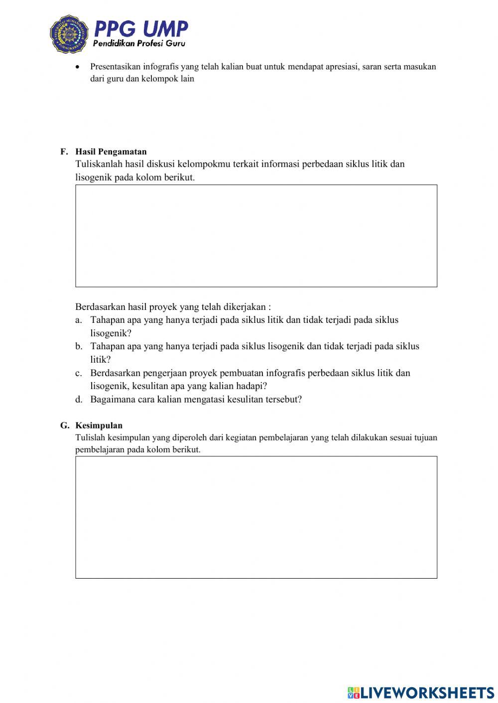 LKPD Proyek pembuatan infografis perbedaan litik dan lisogenik