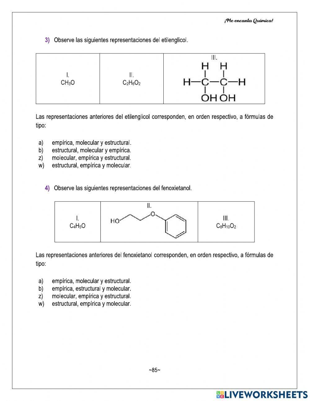 Tipos de Formulas Químicas