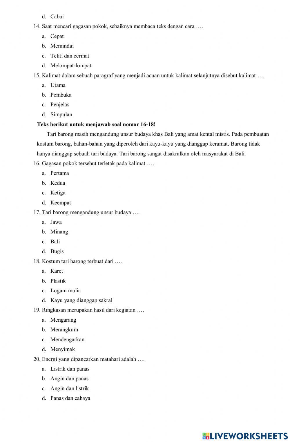 Soal PTS Ganjil BIN 2022-2023