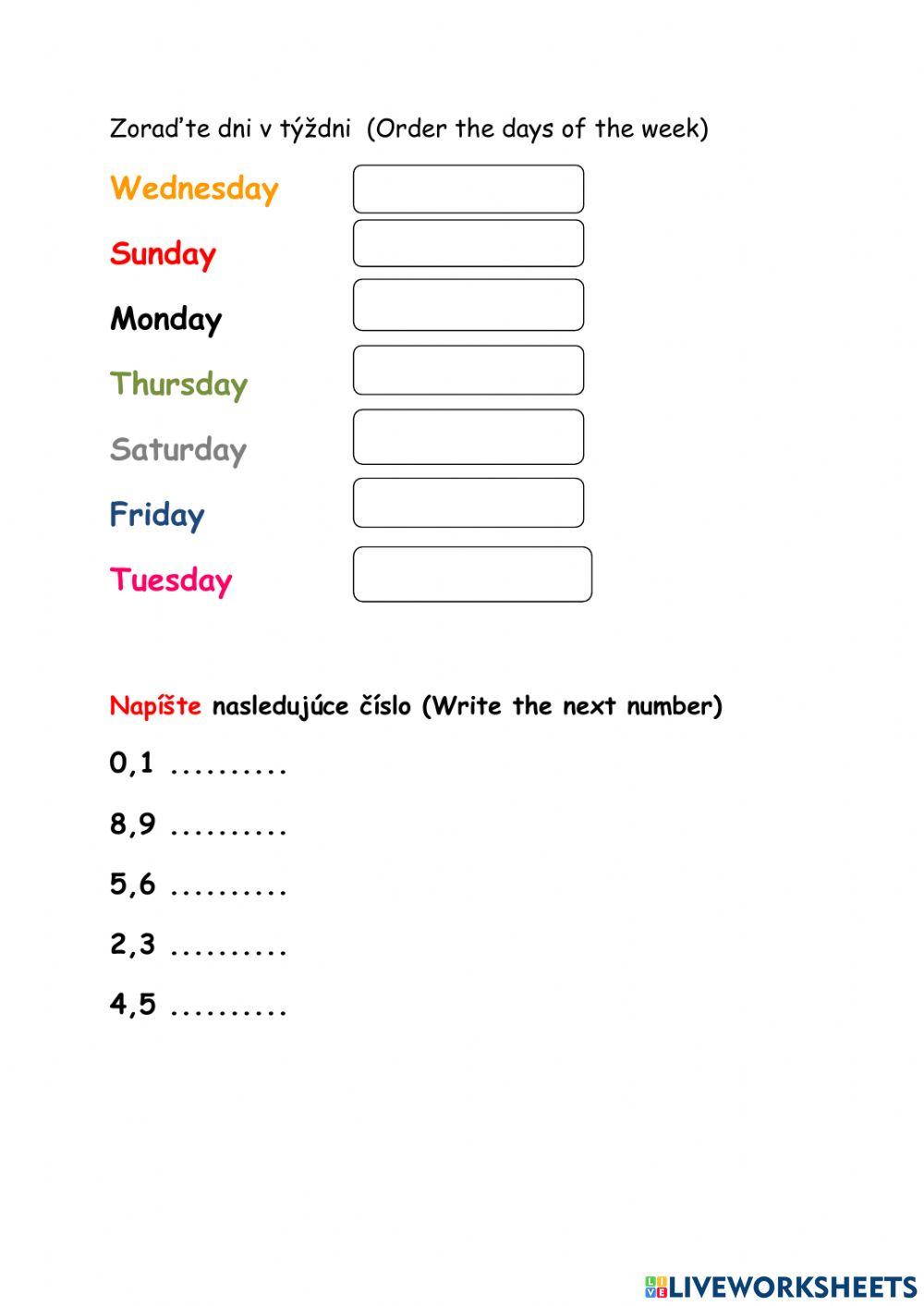 Days, numbers, am, are