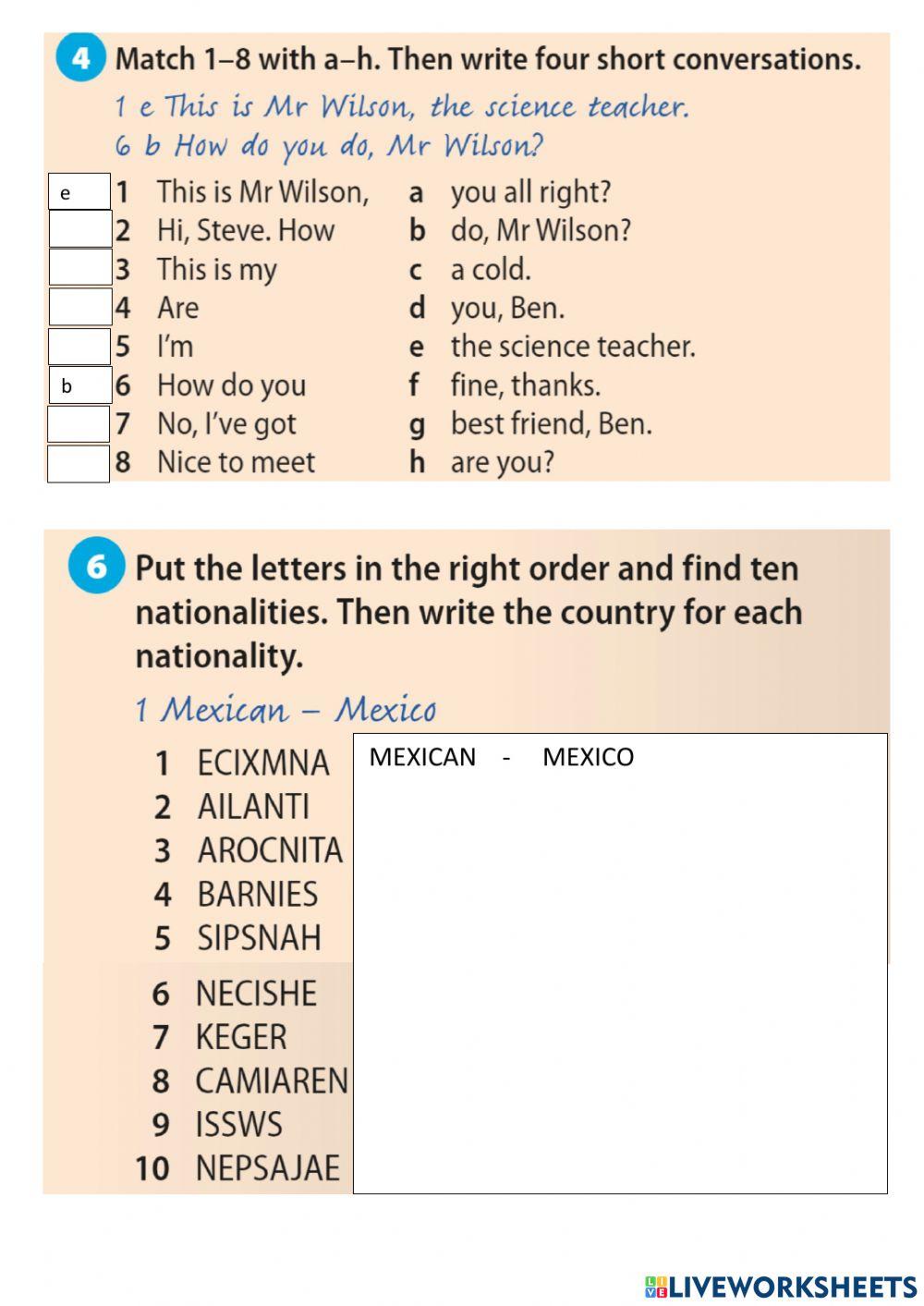 Extra exercises, Messages 3, p. 12