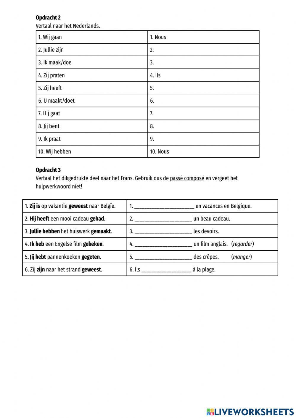 Grammaire + ww Havo2 na Hoofdstuk 1