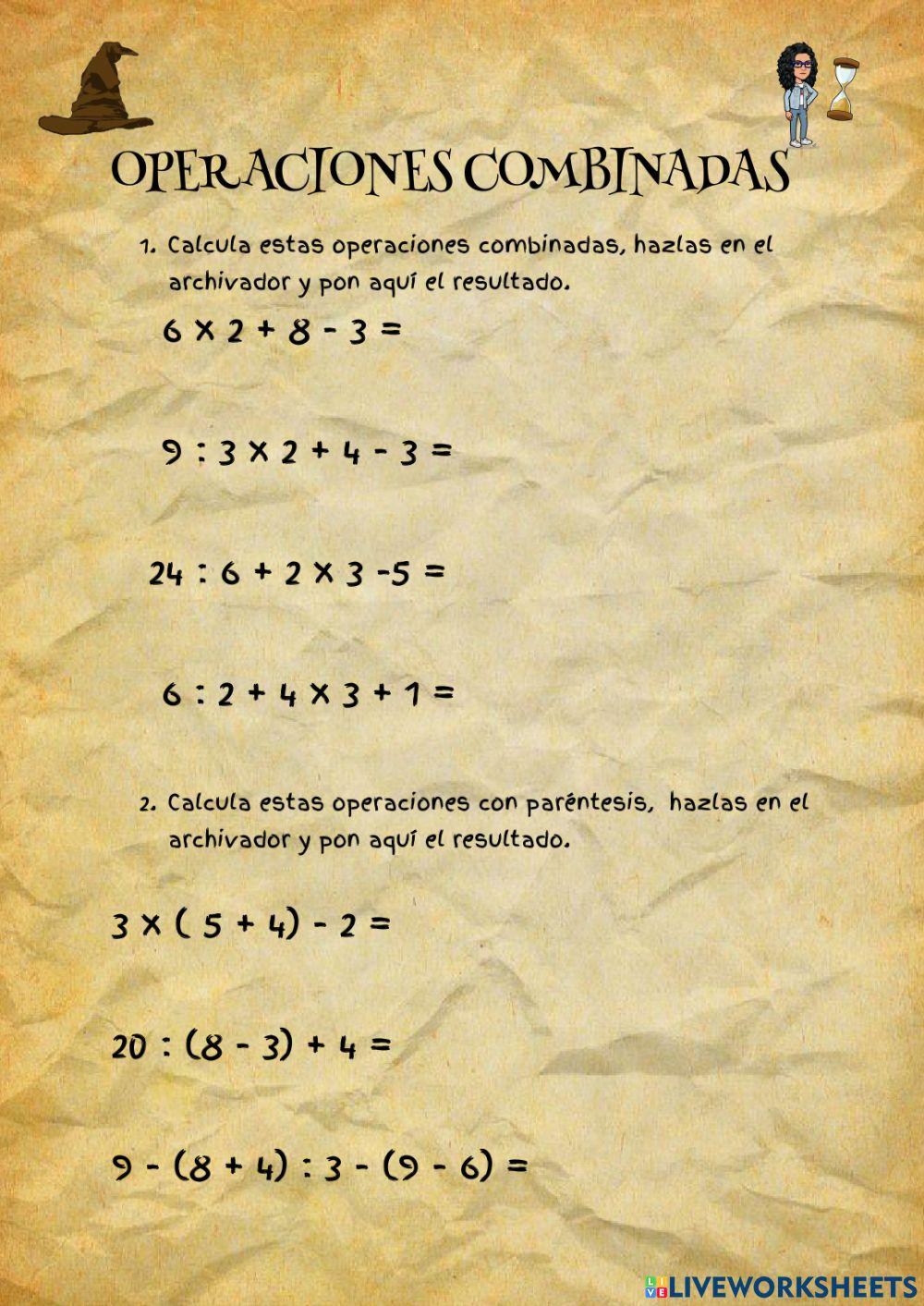 Operaciones combinadas y Números ordinales