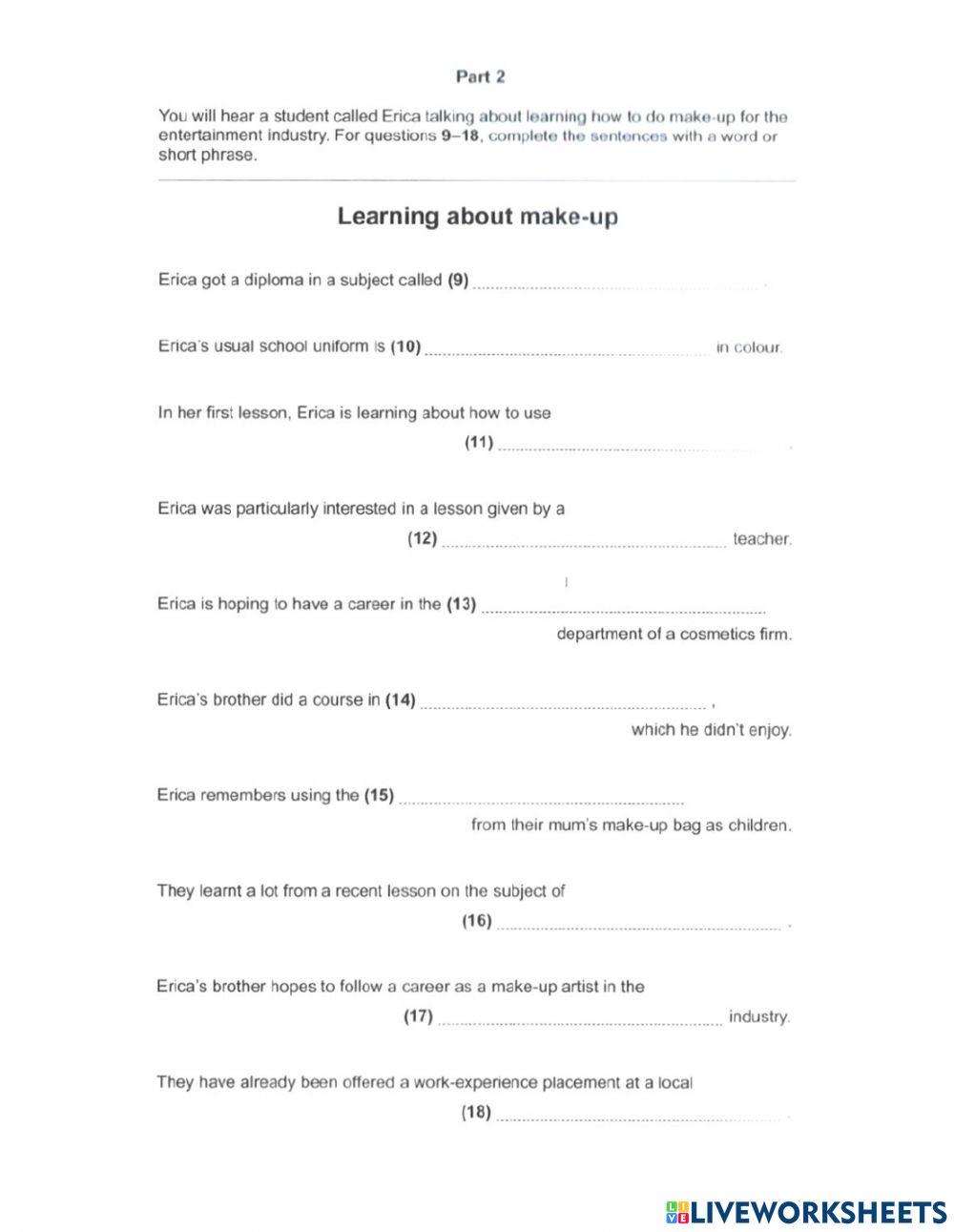 Listening practice test 6
