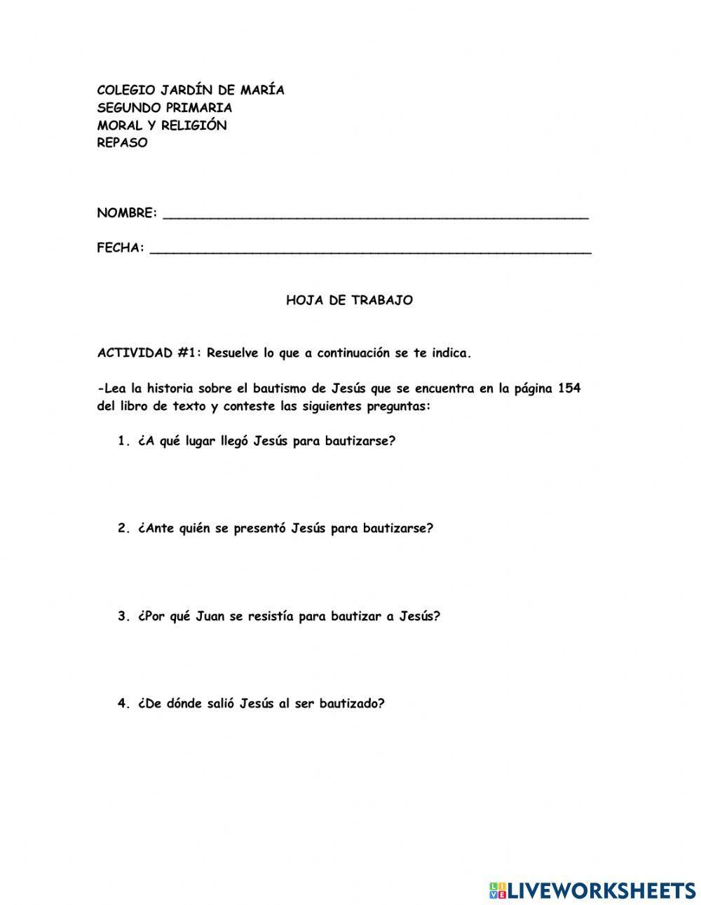 Repaso moral y religión