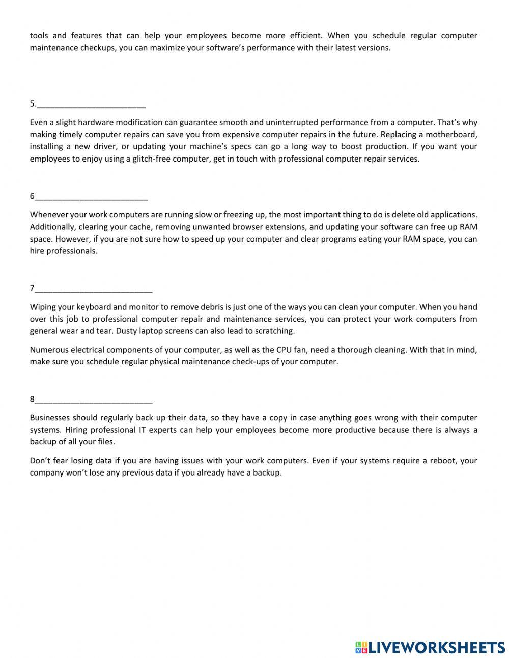 Computer maintenance