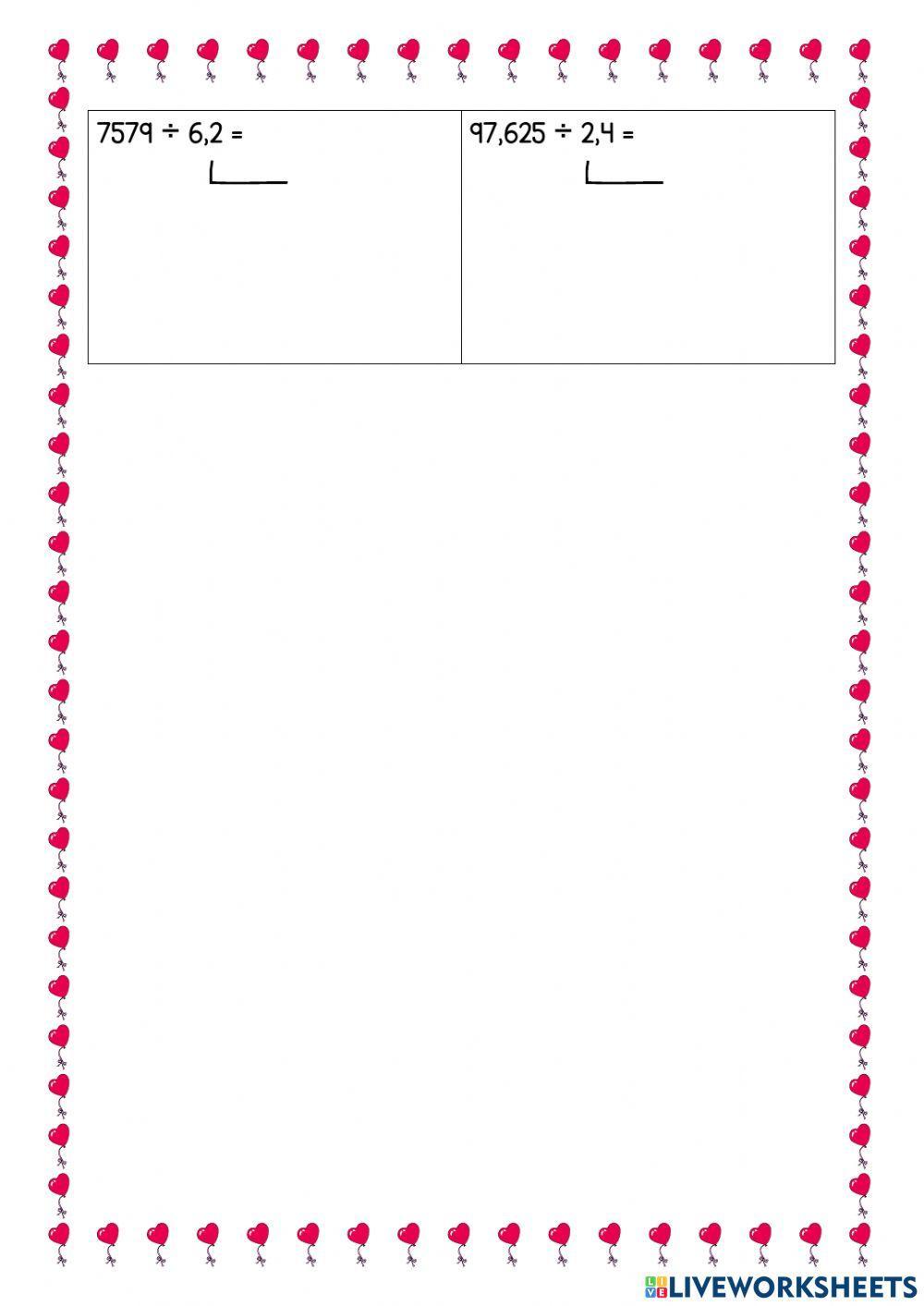 Operaciones con números decimales