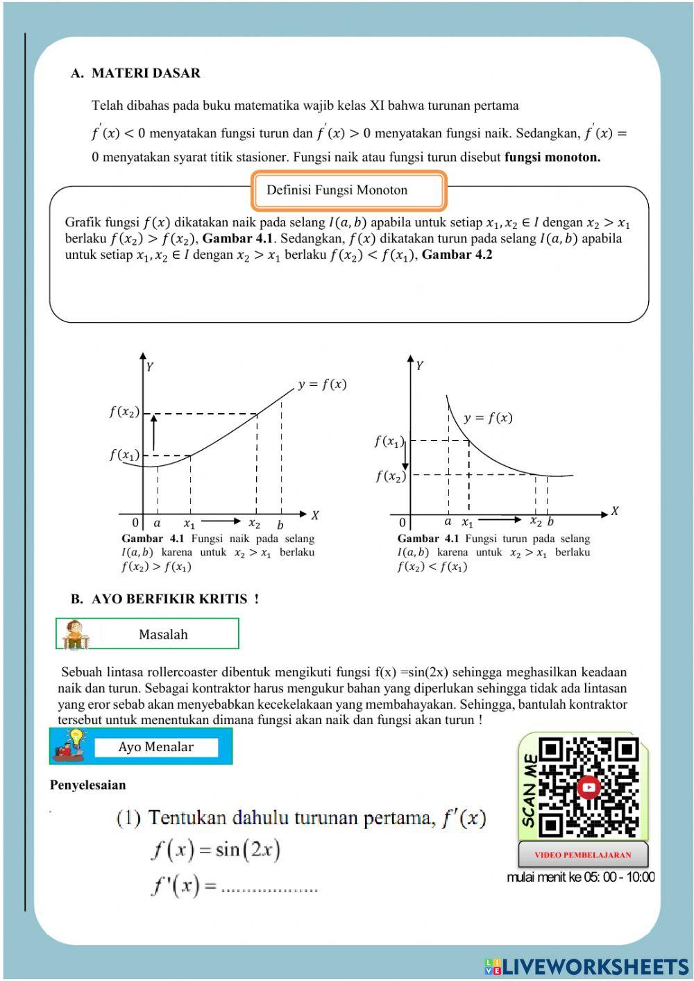 Kemonotonan fungsi trigonometri Kemonotonan fungsi trigonometri