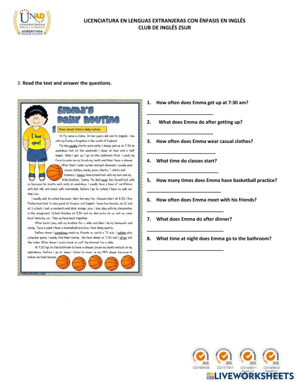 Present Simple (routines and adverbs of frequency)