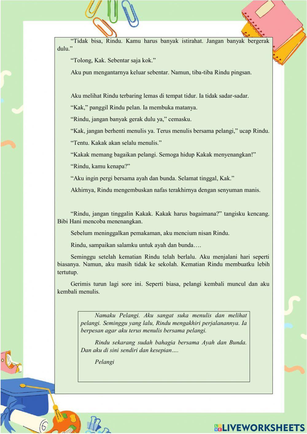 LKPD Memerinci unsur pembangun teks cerpen