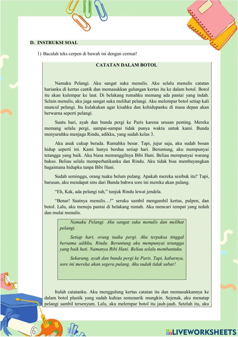 LKPD Unsur Intrinsik Teks Cerpen