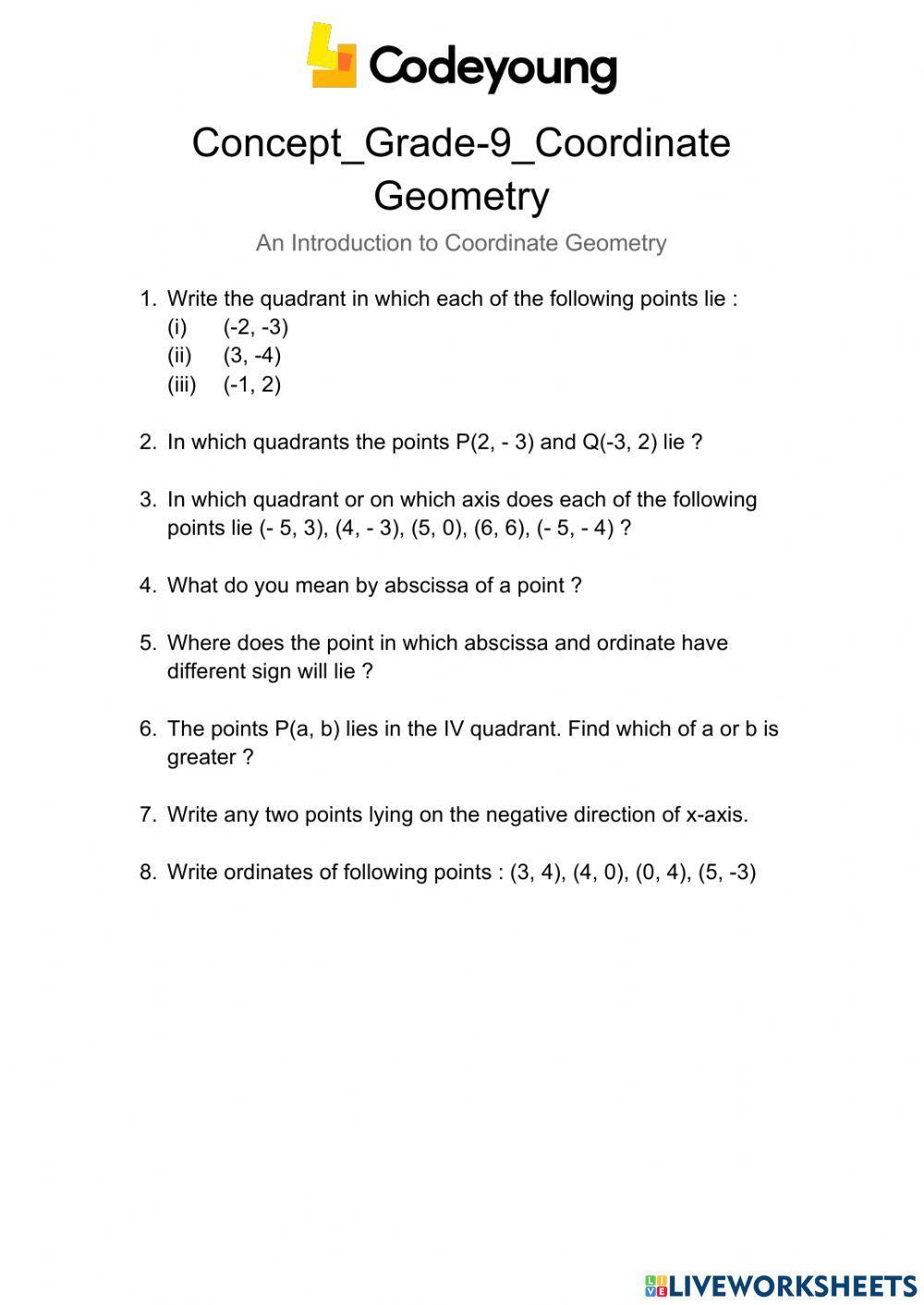 Coordinate geometry Coordinate geometry