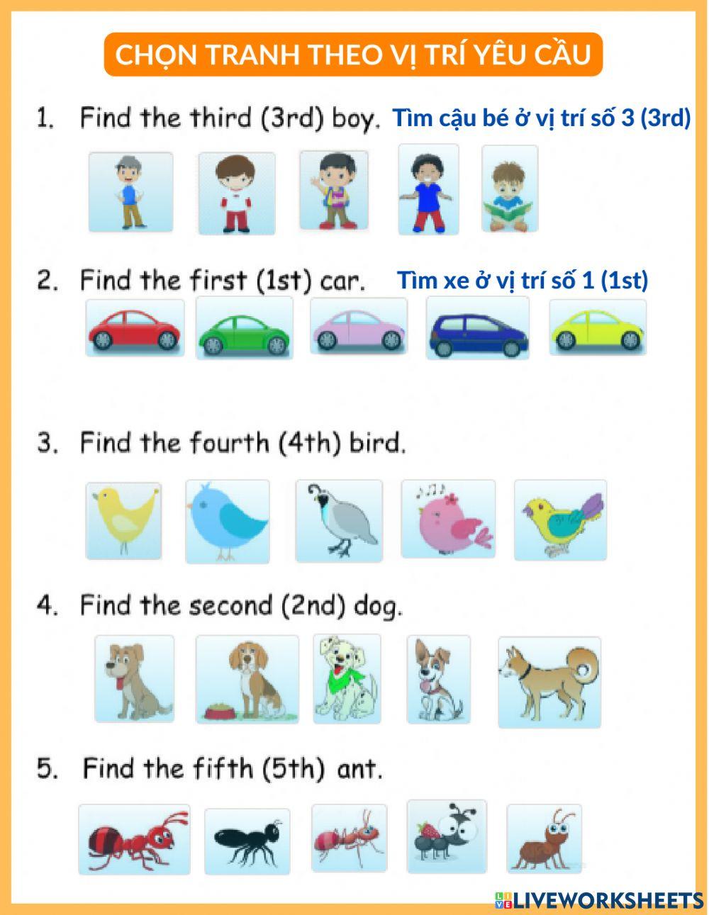 Ordinal numbers 1