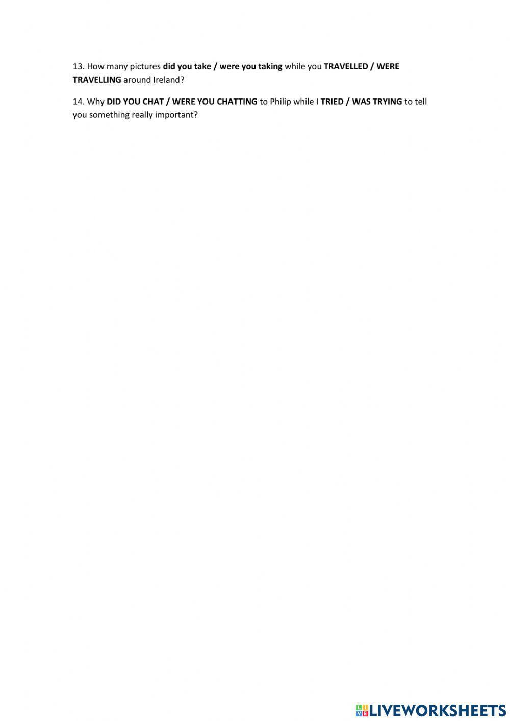 Exercises of Present and Past (Simple and Continuous)