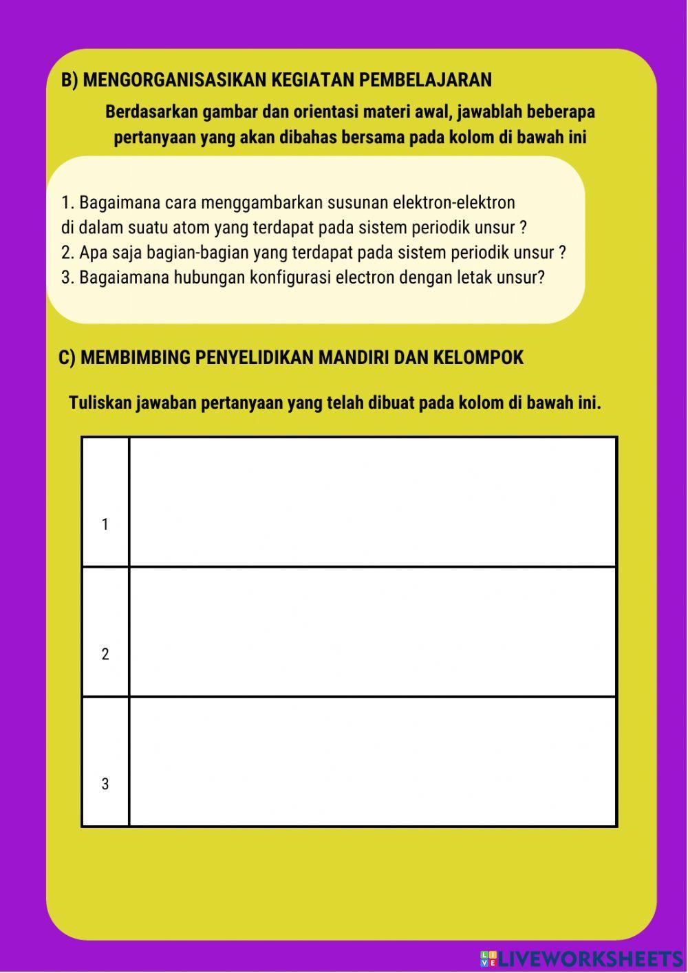 LKPD Elektron dan Sistem Periodik unsur