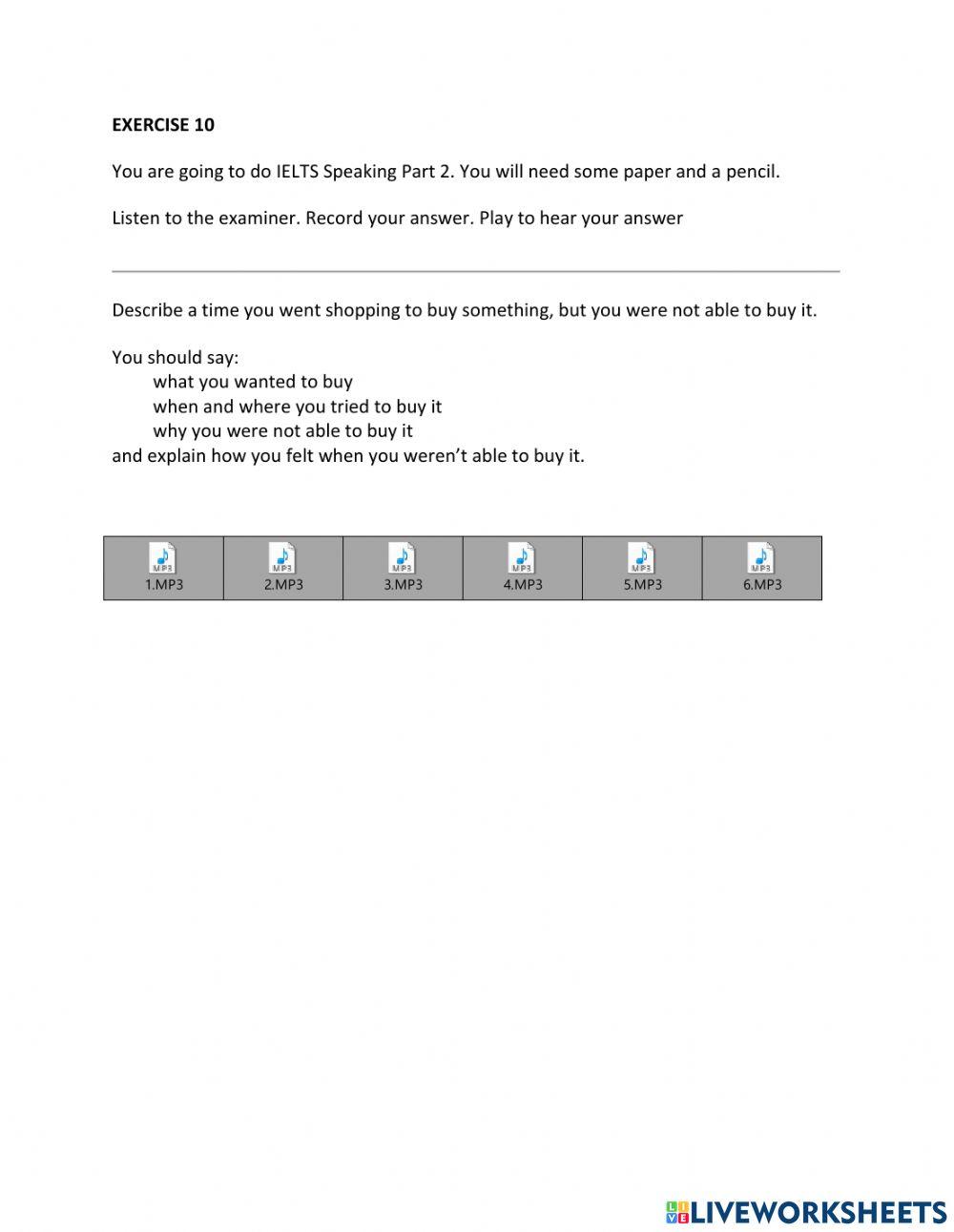 IE1, Unit 5, Speaking, Exercise 10