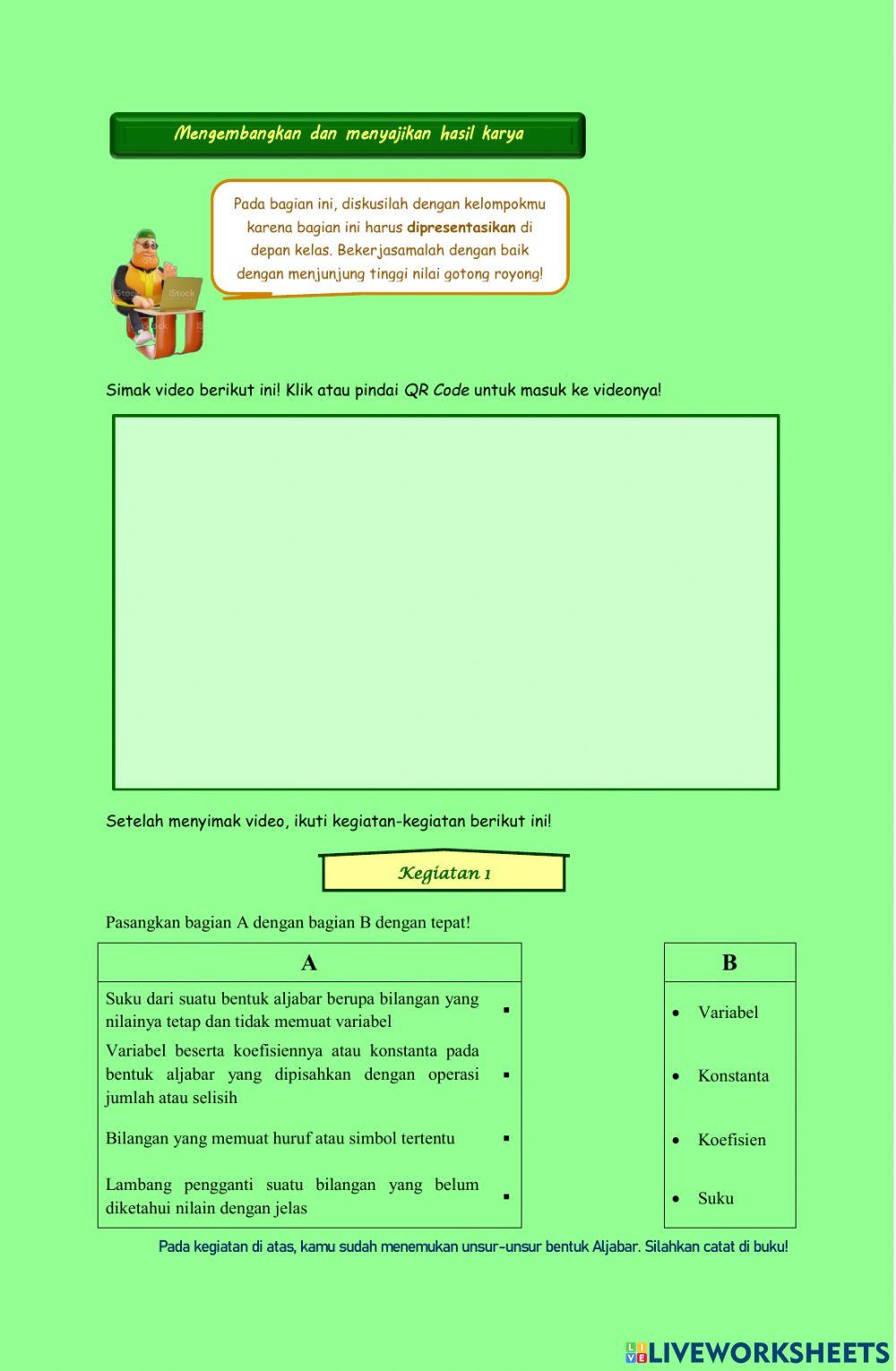 Bnetuk Aljabar dan Operasi Jumlah dan Selisih