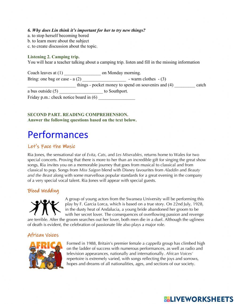 Ninth grade First bimester exam