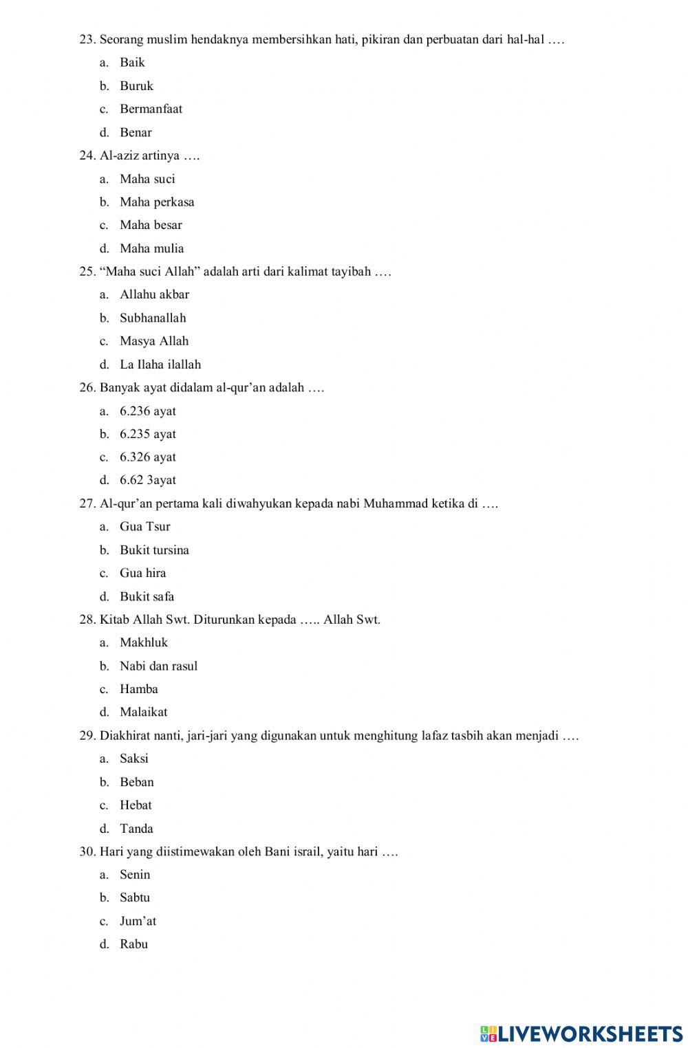 Soal PTS AA kelas 4 2022-2023