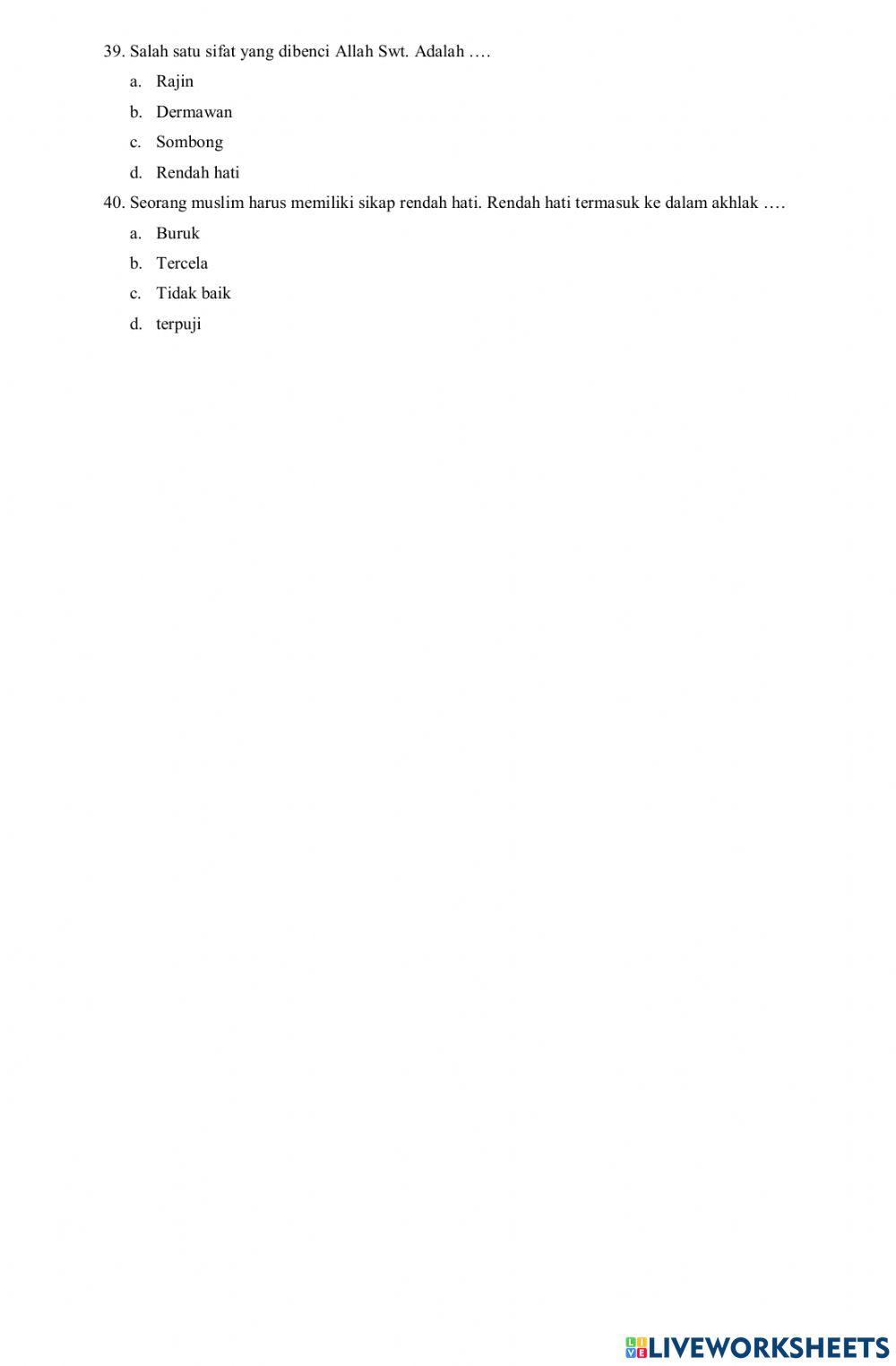 Soal PTS AA kelas 4 2022-2023