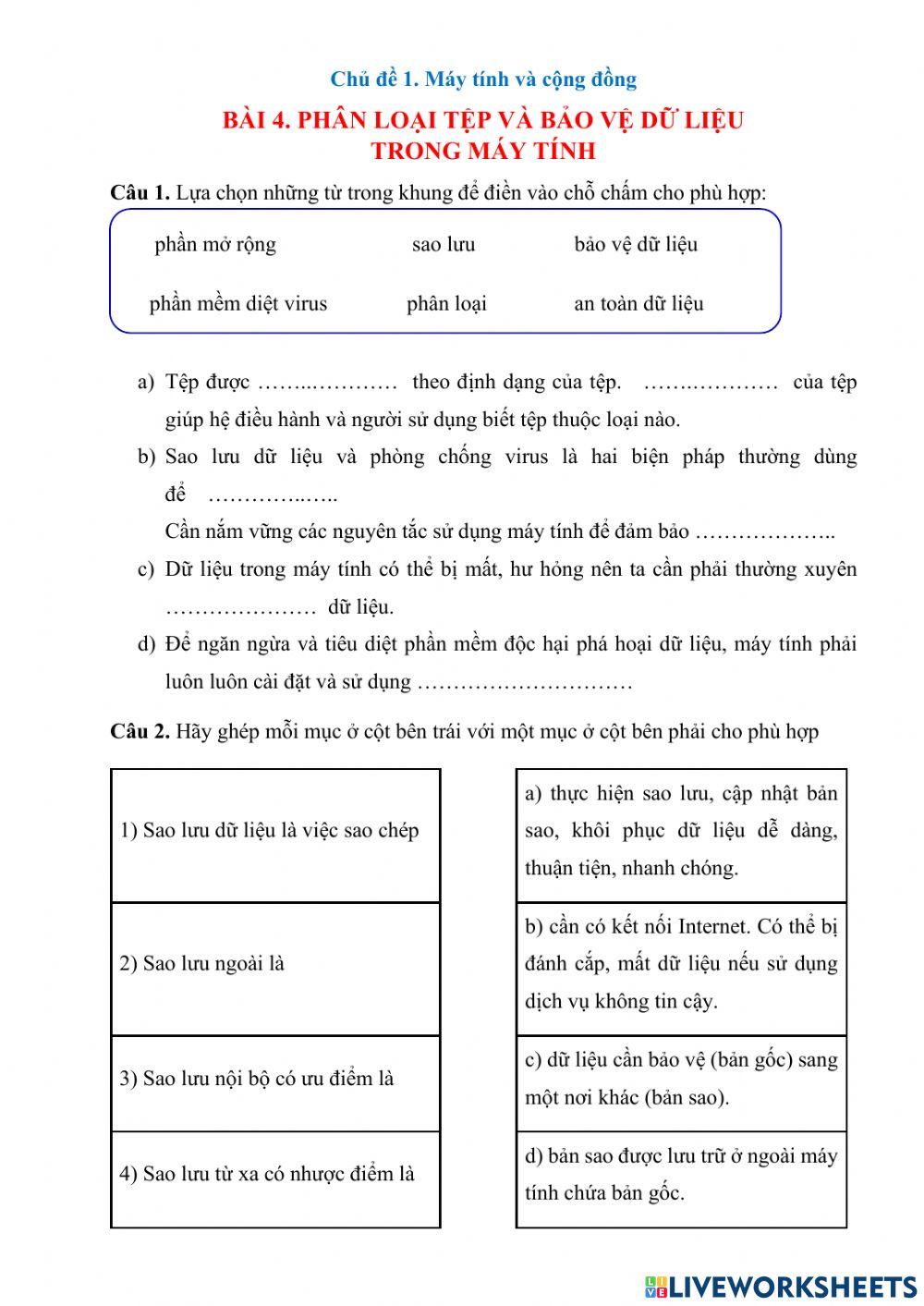 Tin 7 - Bài 4 - Phân loại tệp và bảo vệ dữ liệu