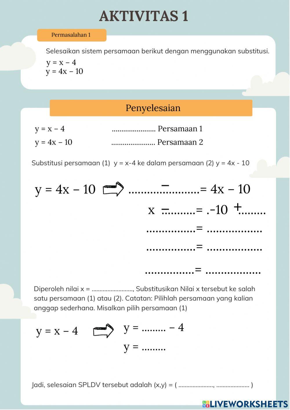 LKPD - SPLDV Metode Substitusi