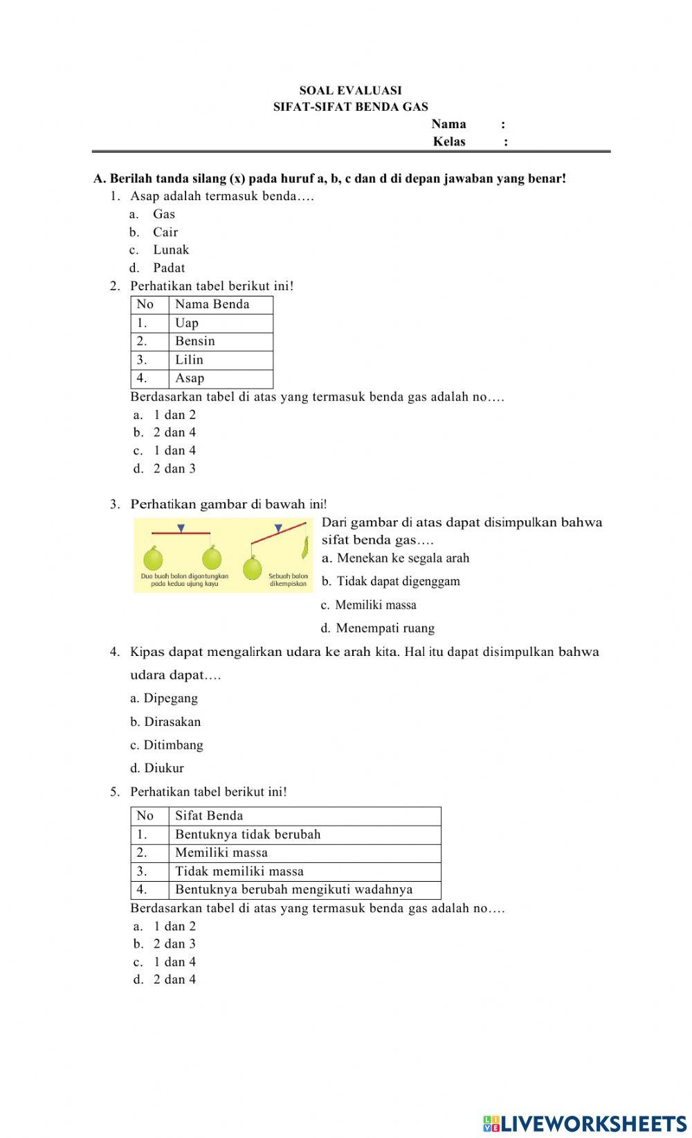 Soal sifat benda gas