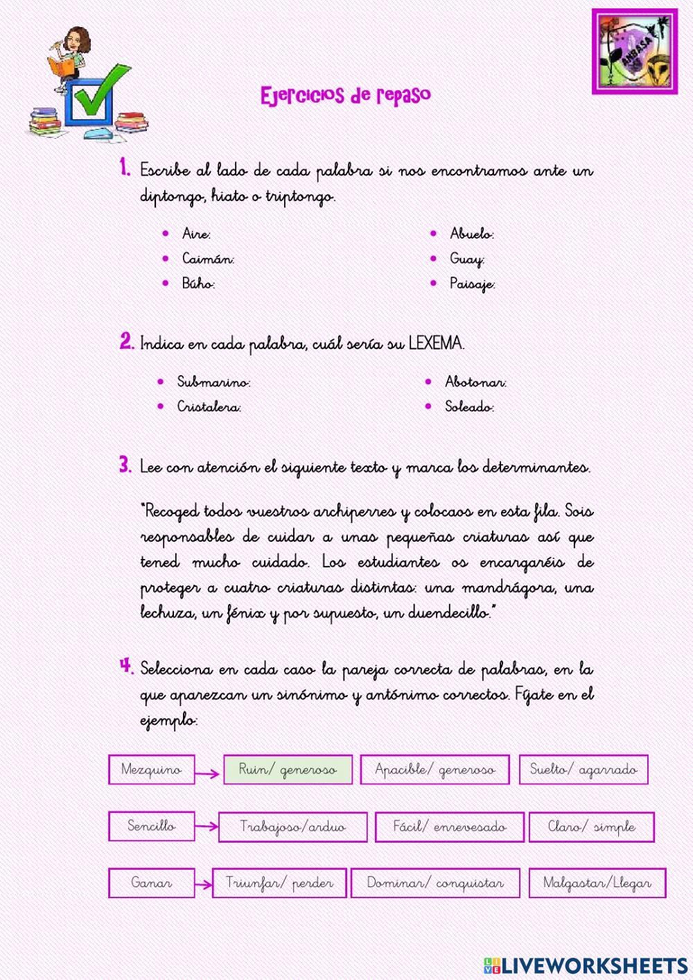 Ejercicios de repaso