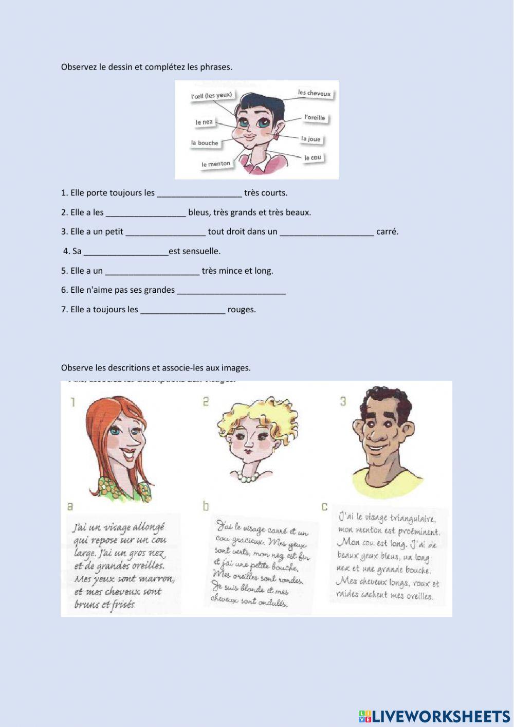 Exercices - parties du corps