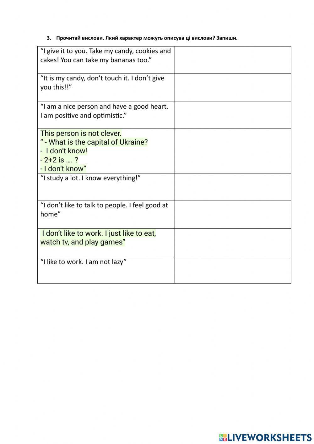 Describe the character