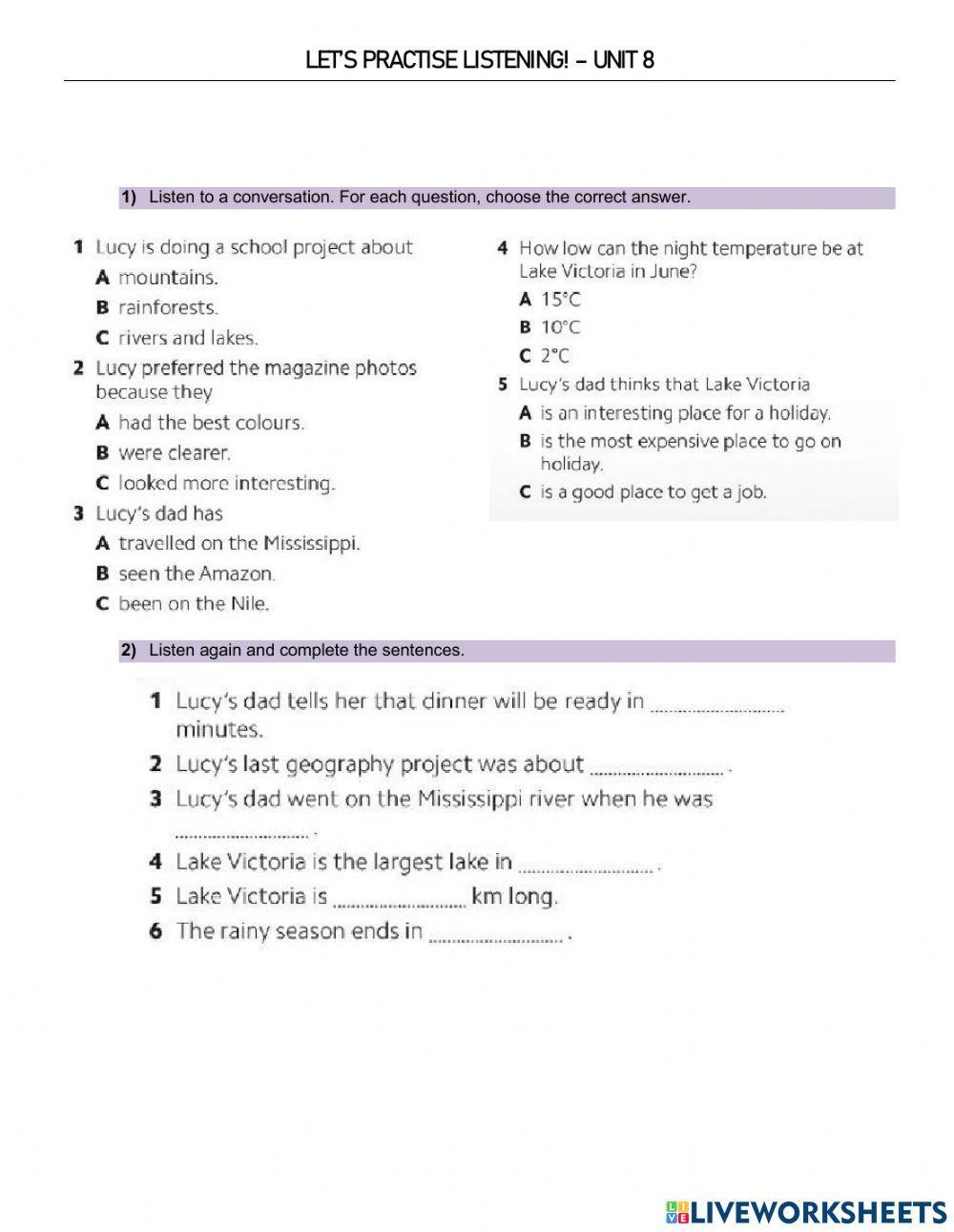 Listenong practice - unit 8