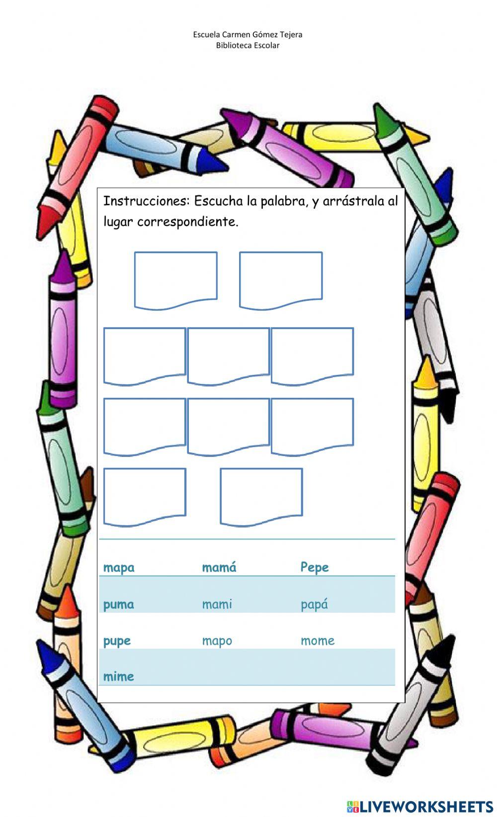 Palabras con m p worksheet | Live Worksheets