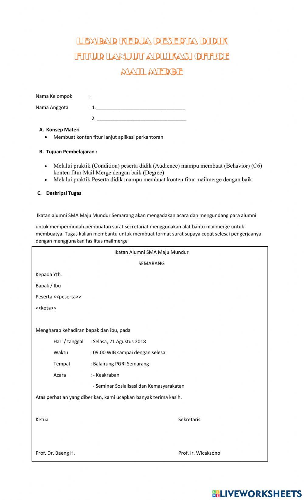 Praktik mailmerge surat