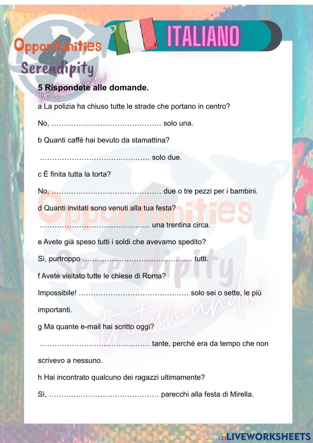 Progetto italiano, tarea 14