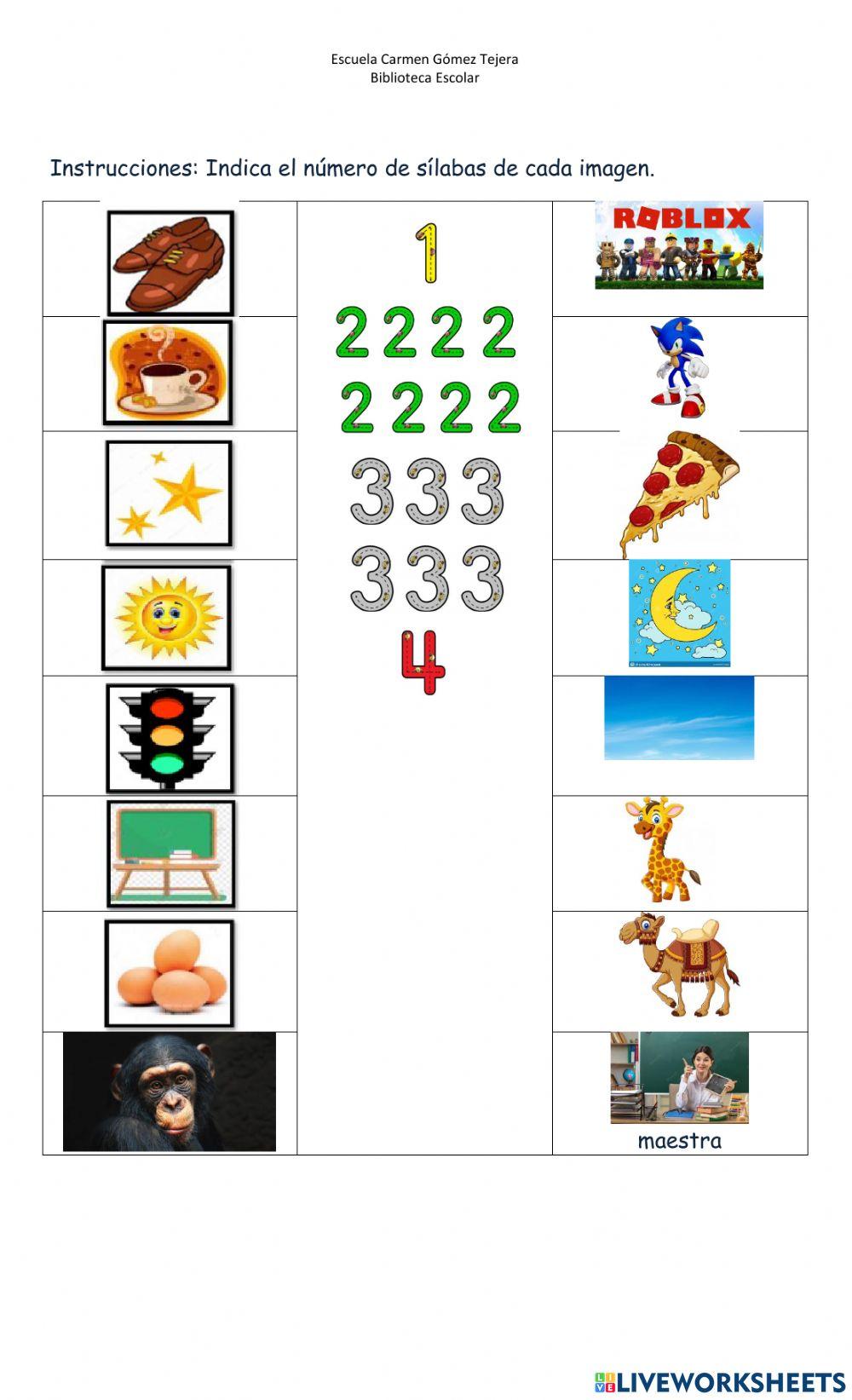 Cantidad de sílabas