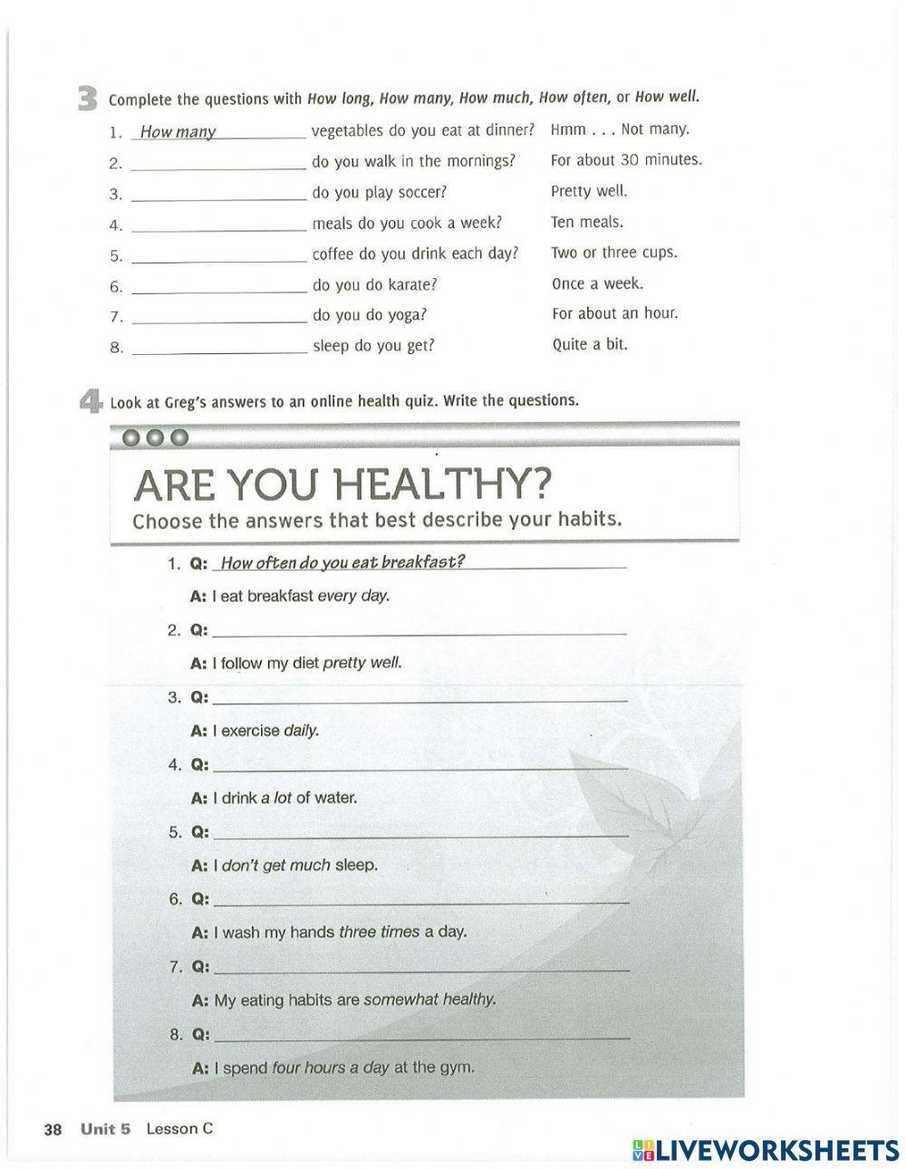 Mien unit 5C How healthy are you?