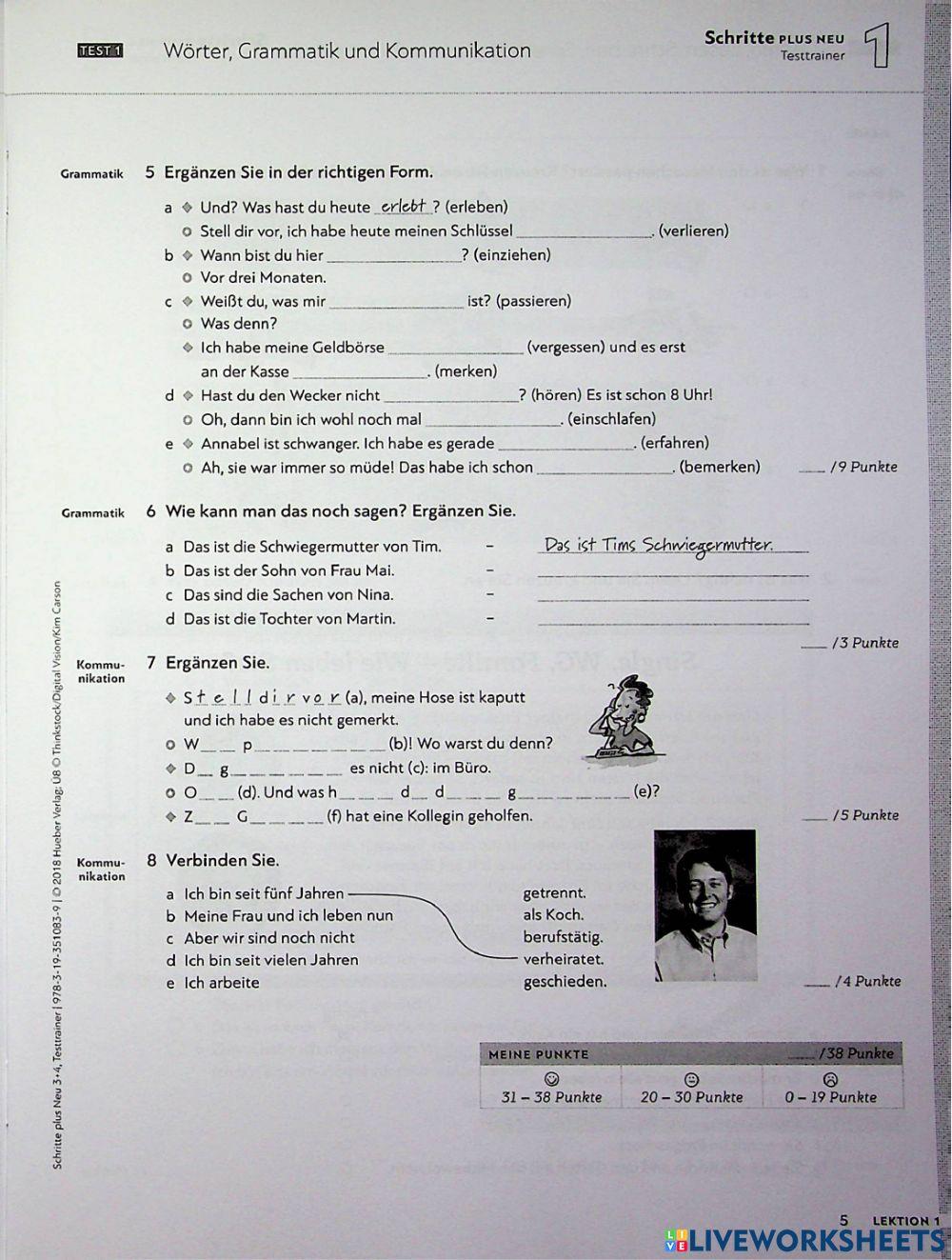 Linie 1 A2 Lösungen Pdf Test Lektion 1 A2.1 online exercise for | Live Worksheets