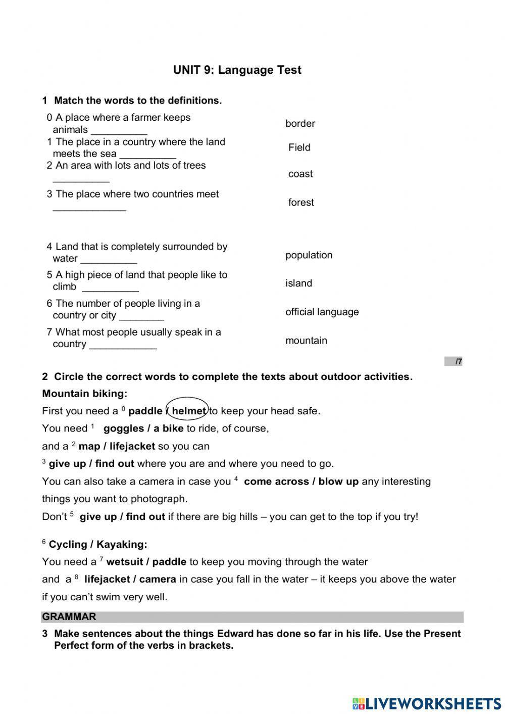 Wider World 2 - Unit 9 - Language check