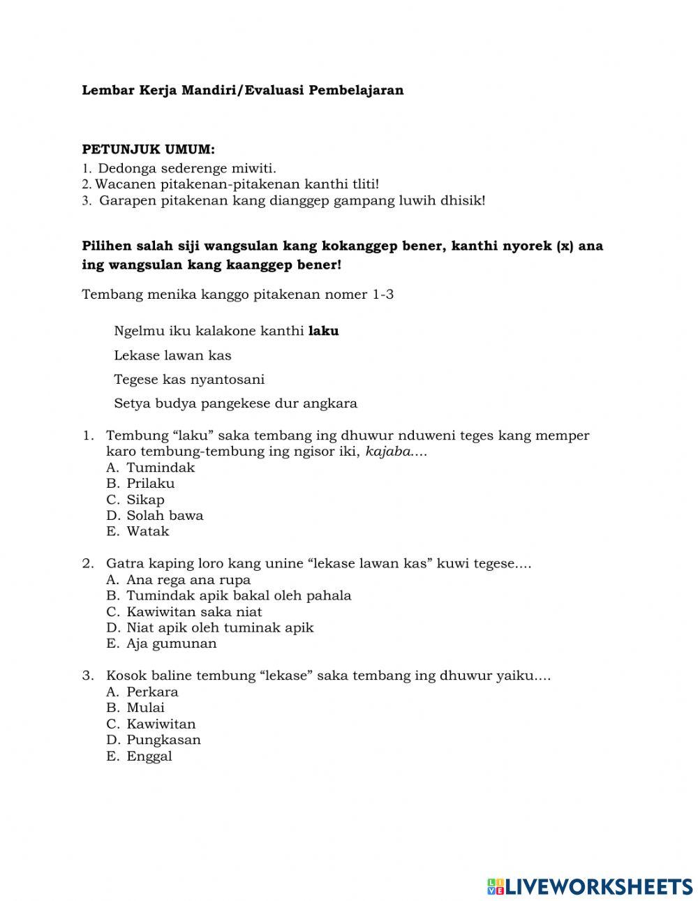 LKPD Serat wedhatama Pupuh Pocung