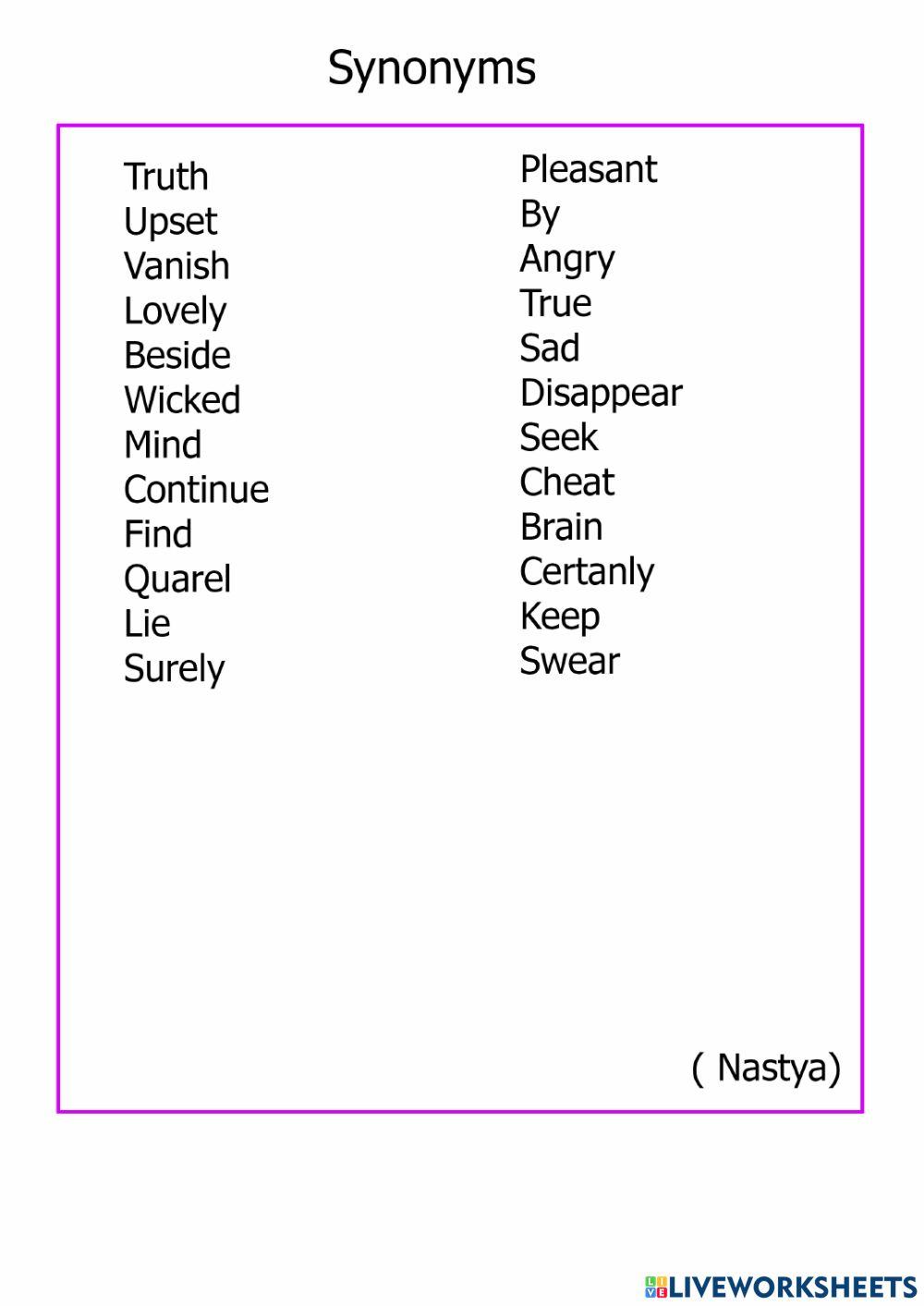 synonyms-online-exercise-for-elementery-live-worksheets