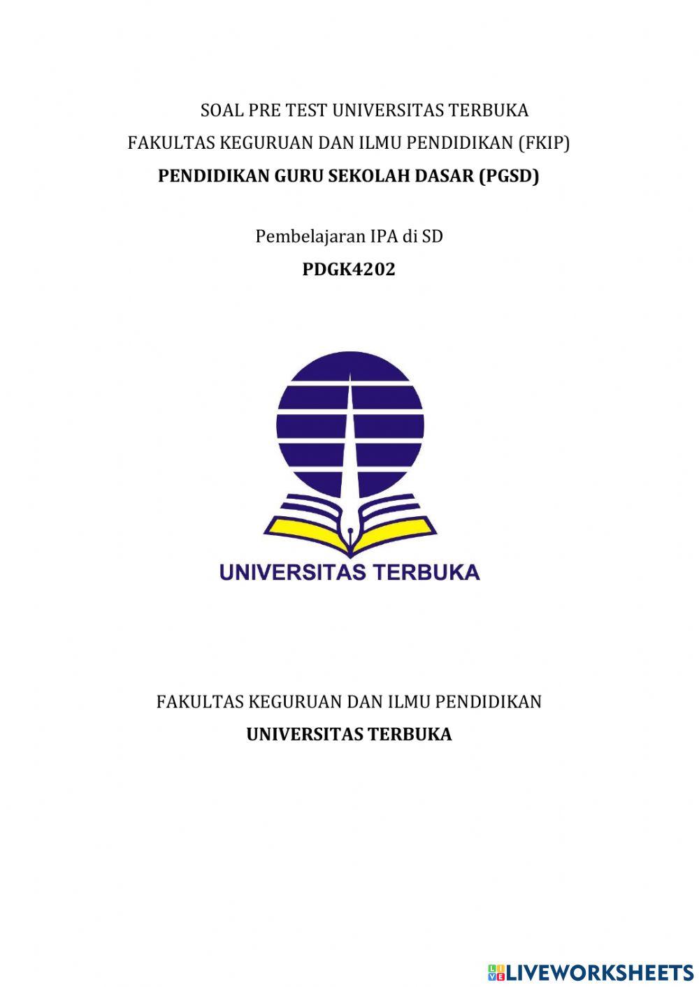 Pre test pembelajaran ipa sd