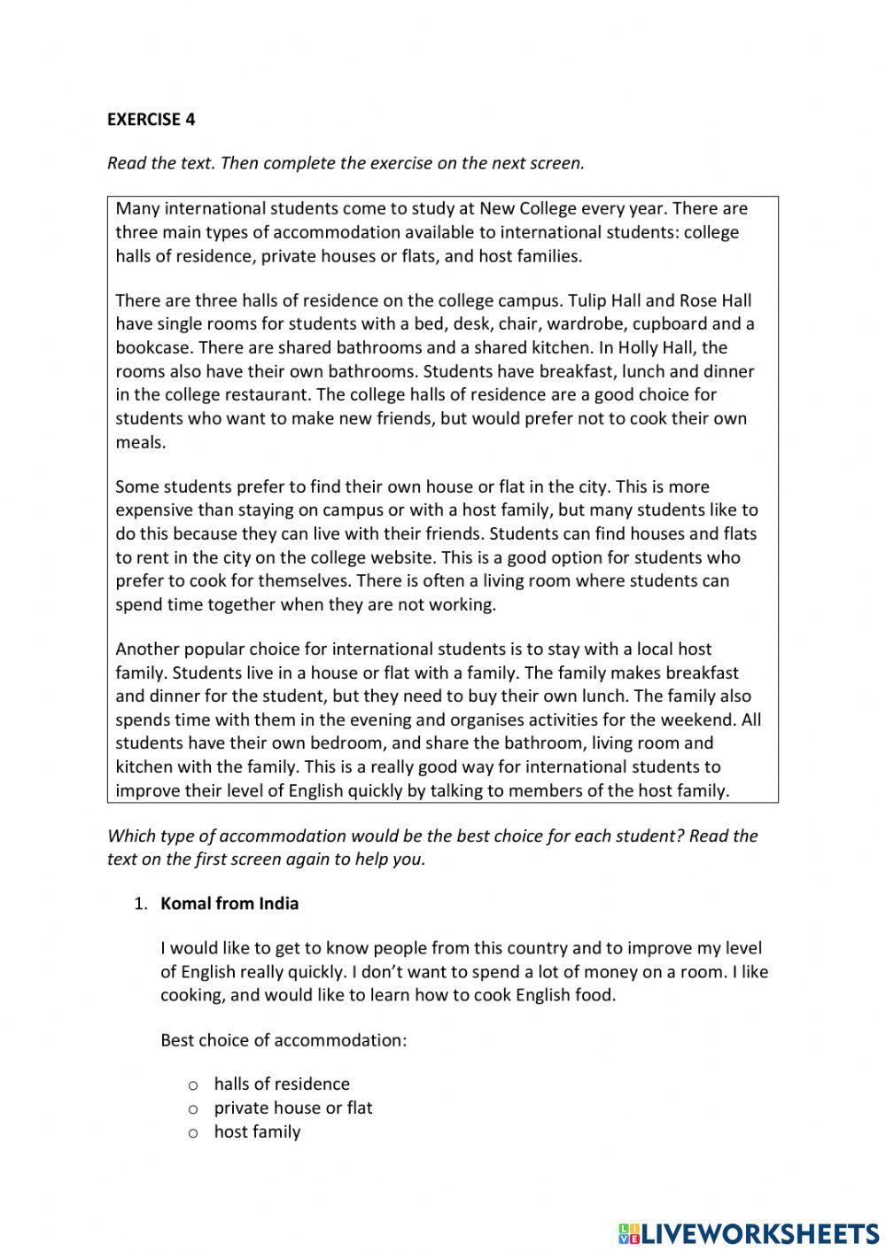 IE0, Unit 2, Reading and Writing, Exercise 4