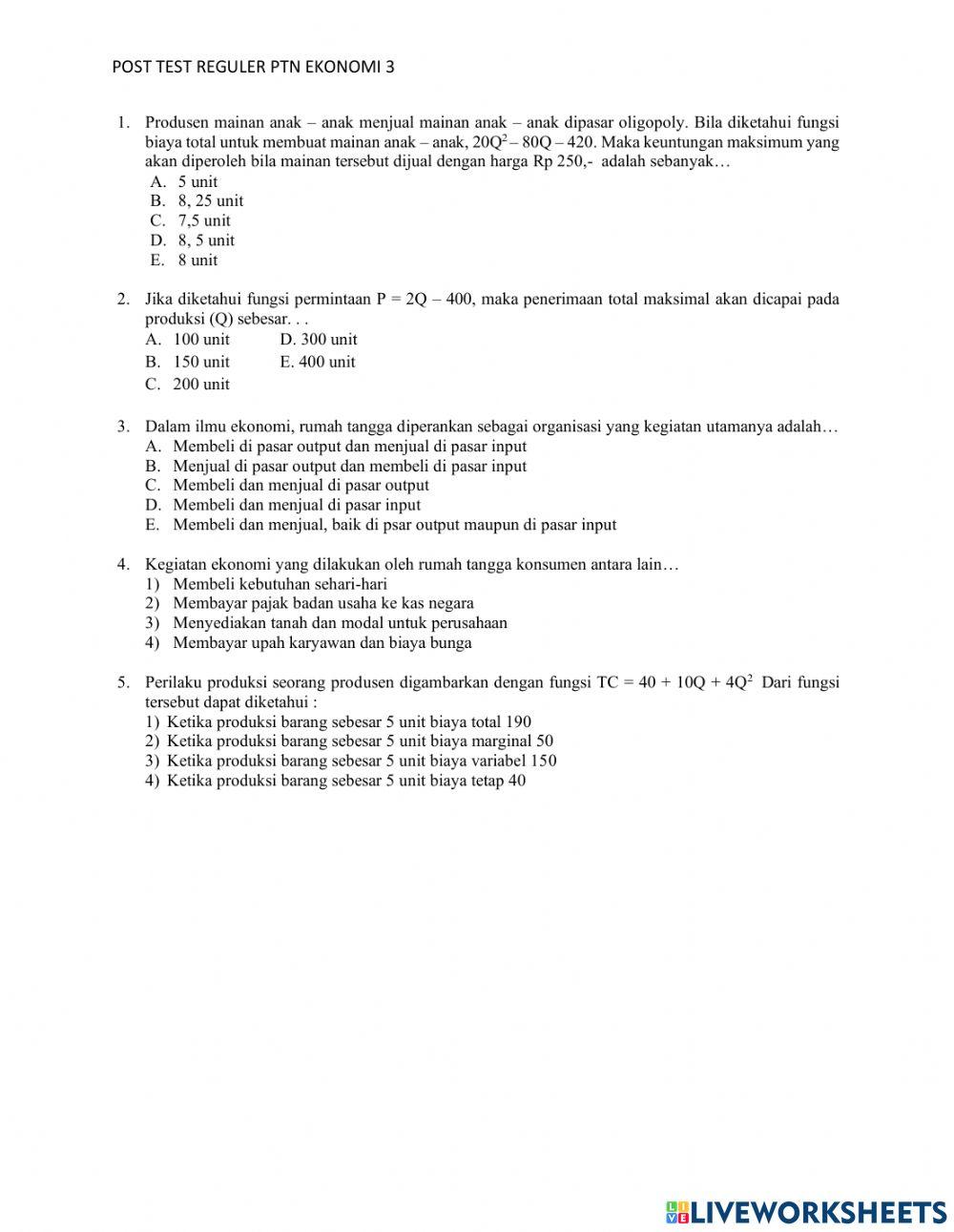 Post test reguler ptn ekonomi 3